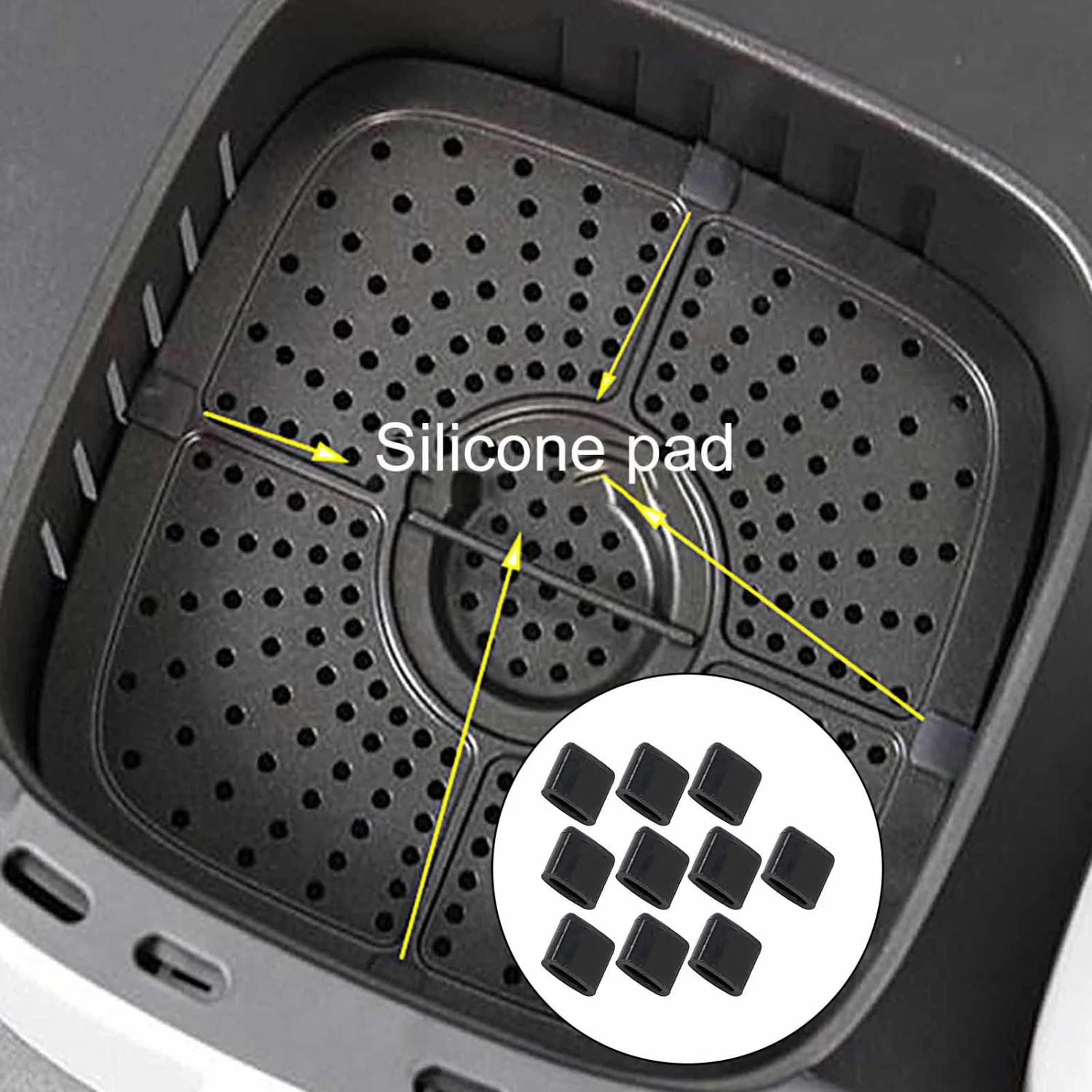 10Pcs Fryer Rubber Bumper Protective Flexible Reliable High Elastic Fryer Buffer Mat Replacement Parts