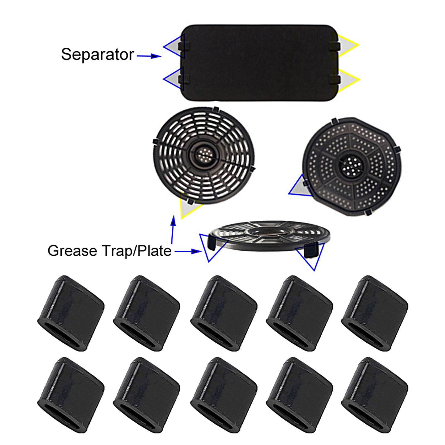 10Pcs Fryer Rubber Bumper Protective Flexible Reliable High Elastic Fryer Buffer Mat Replacement Parts