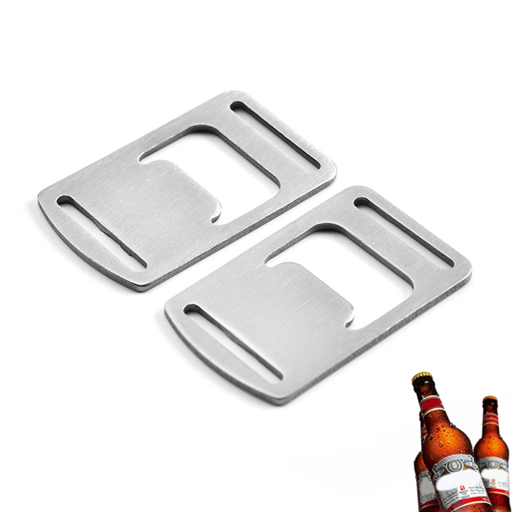 2Pcs Bottle Opener Labor-saving Stainless Steel Outdoor Camping Webbing Buckle Design Bottle Opener Kitchen Tool