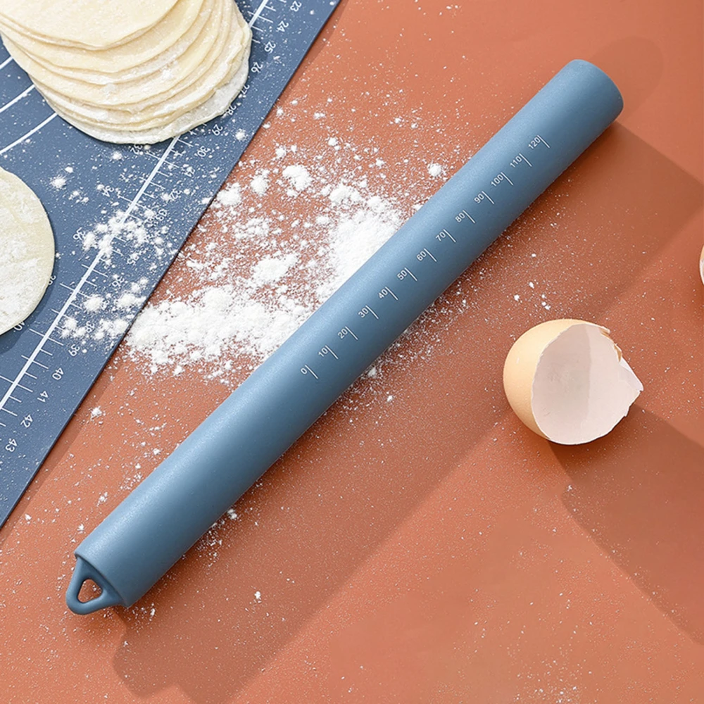 Flour Rolling Pin Food Grade Wear Resistant Non-Stick Hanging Hole Design with Scale Mark Baking Burr Free Utensils Cake Dough Roller Kneading Stick Home Supplies