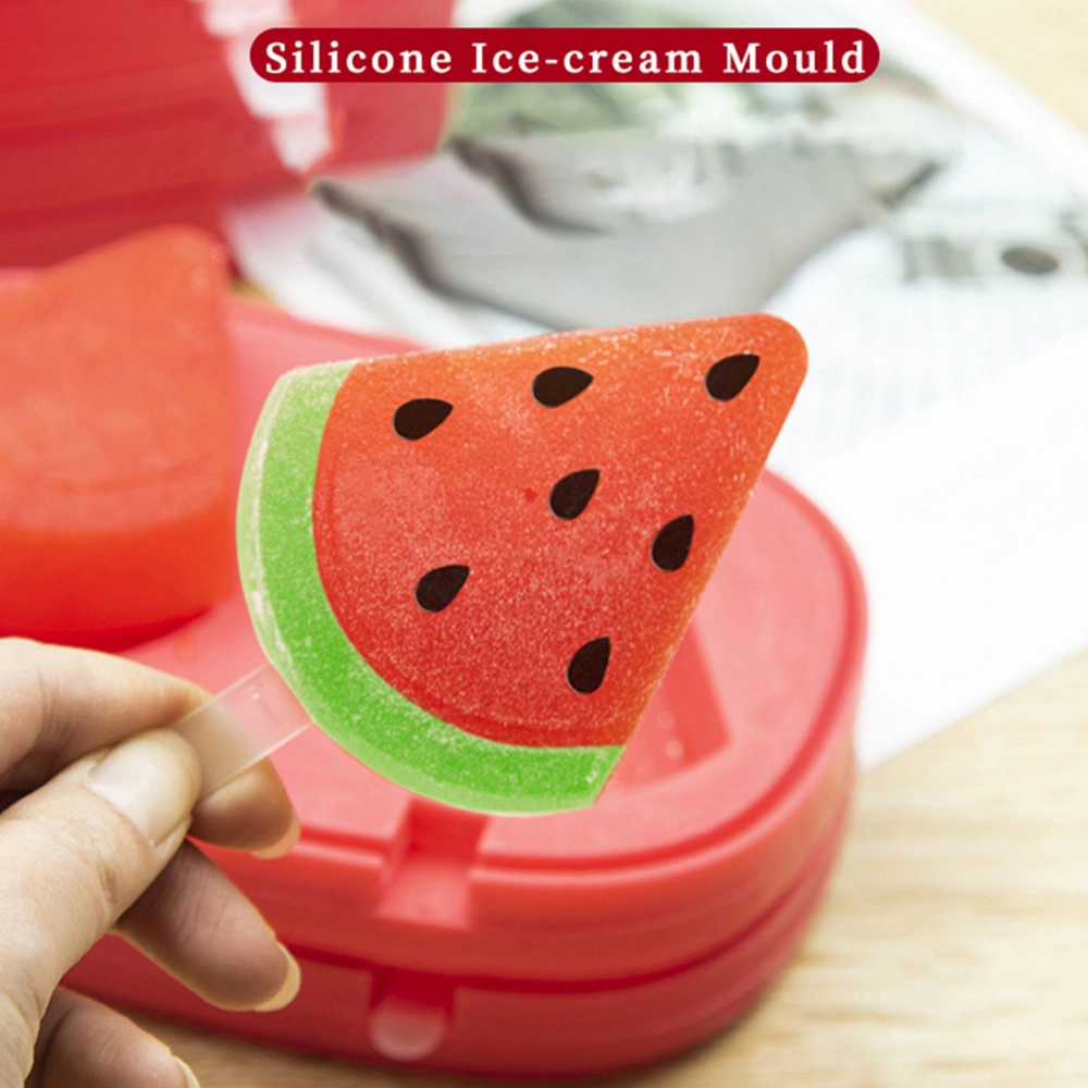 Ice Cube Tray 2 Grids Watermelon Shape DIY Silicone Summer Ice Cream Pops Mold Kitchen Tool