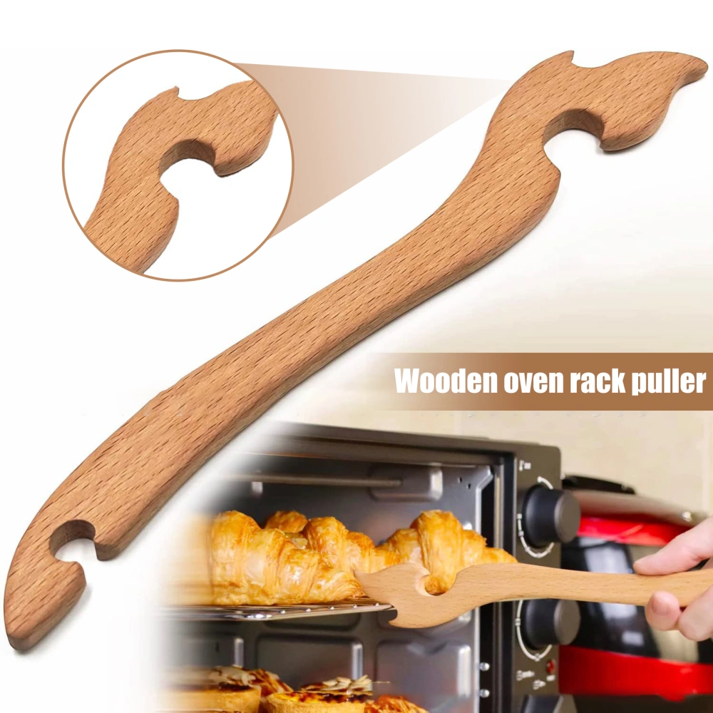 Beech Wood Oven Rack Puller Convenient Smooth Baking Cooking Grilling Kitchen Accessory 