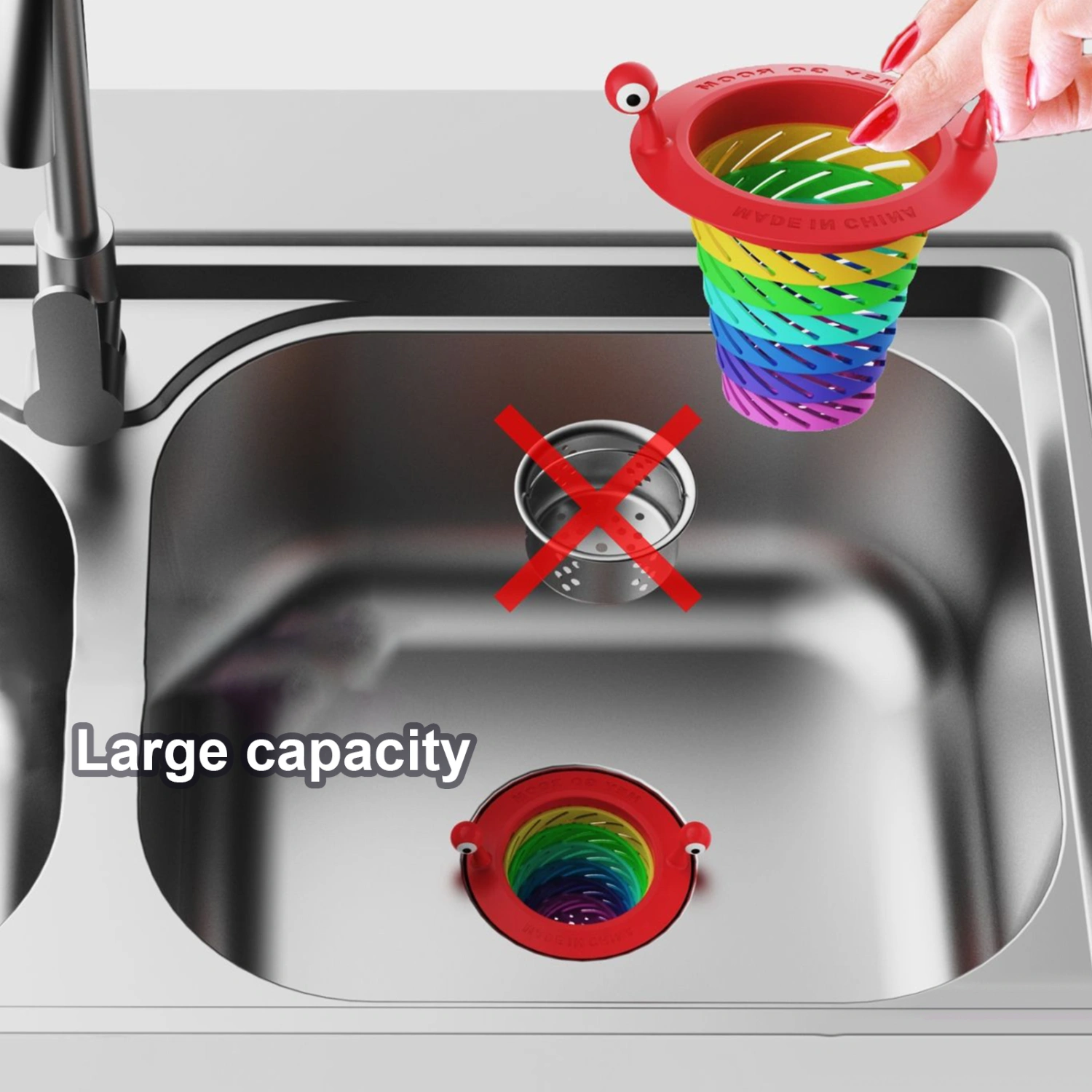 1Pc/2Pcs Rainbow Foldable Sink Strainer Corrosion-resistant Prevent Blockages Rainbow Filter Kitchen Supply