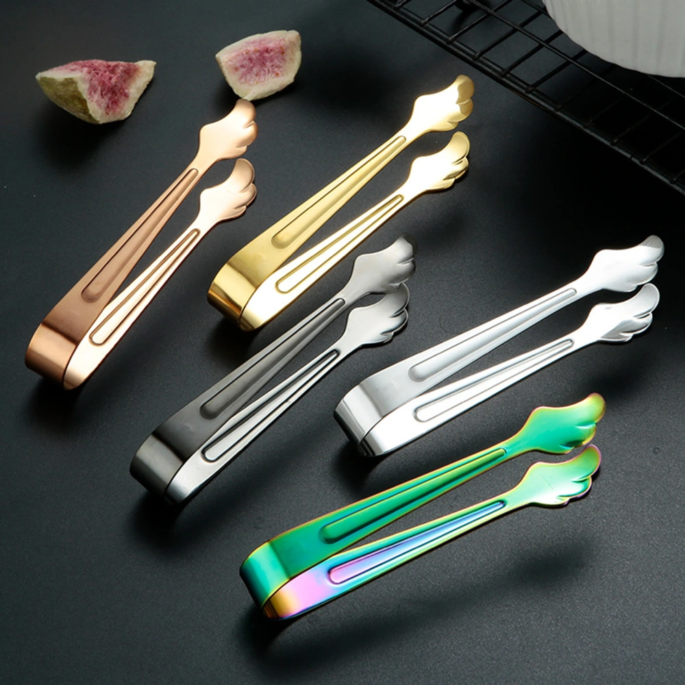 Ice Tongs Wing Shape Non-slip Handle Good Grip Mirror Polished Easy to Clean Stainless Steel Food Serving Tongs Ice Cube Picker Kitchen Accessories