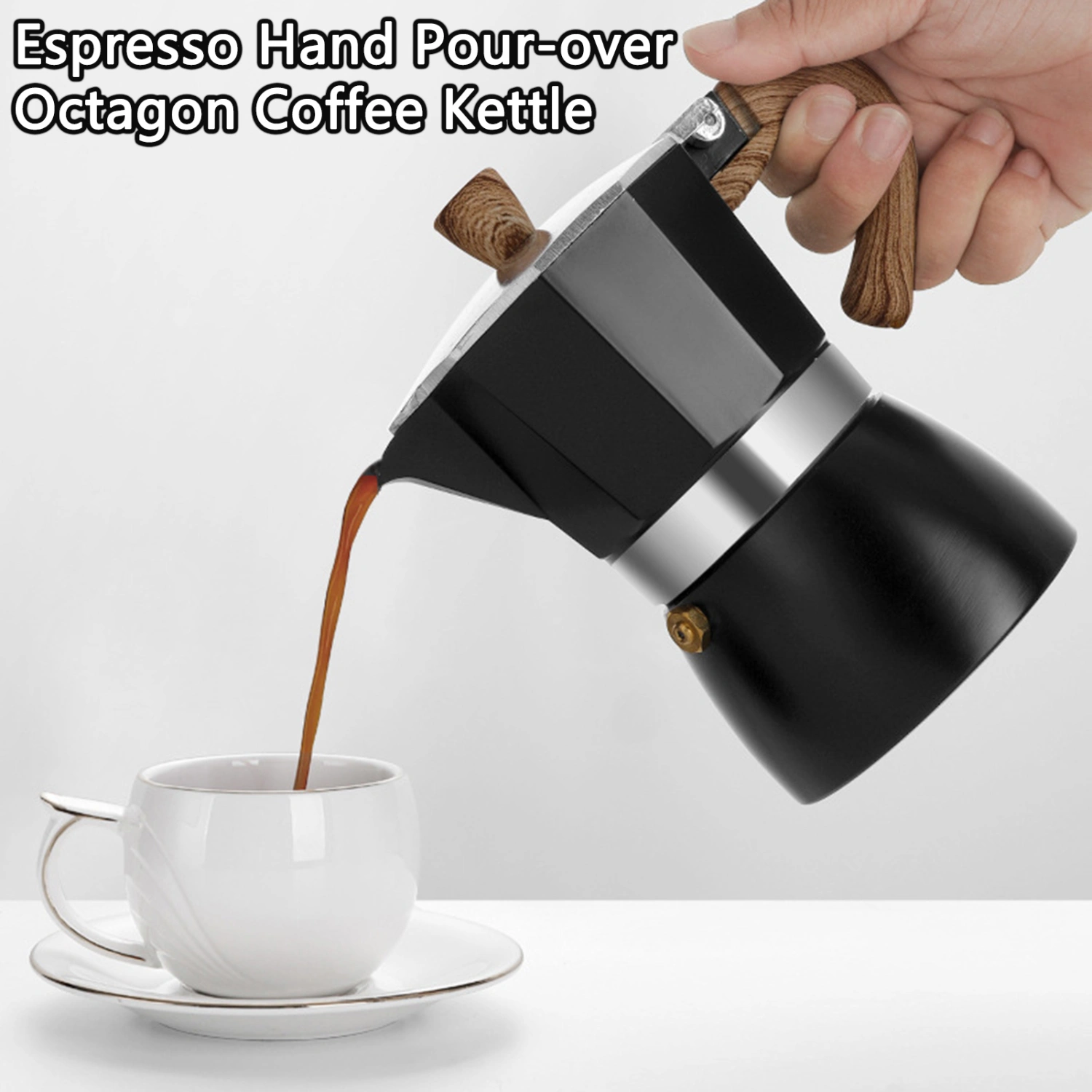 150ml Coffee Pot Easy to Clean Classic Octagon Moka Kettle Stovetop Espresso Maker Kitchen Gadget