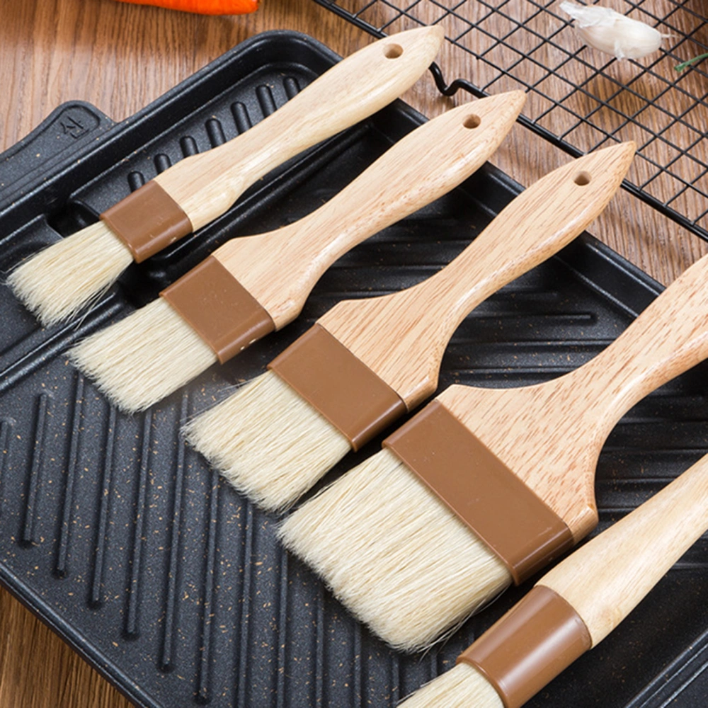 Food-Grade Wooden Handle BBQ Brush High-Temperature Resistant Bristles Even Oil Coverage Shed-Resistant Grill Brush Baking Tool