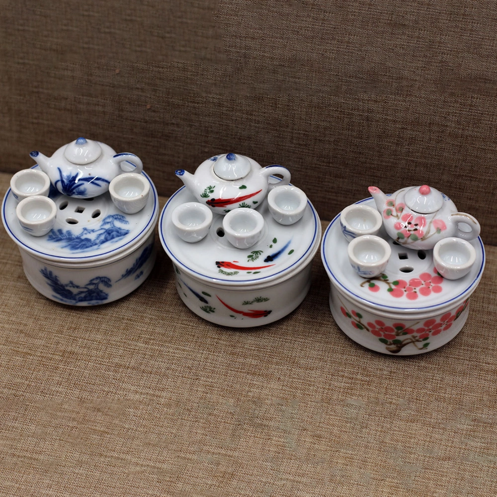 1 Set Mini Teaware High Restoration Chinese Style Retro Decorative Ceramics Children Tea Set with Tea Tray Cup Scene Layout