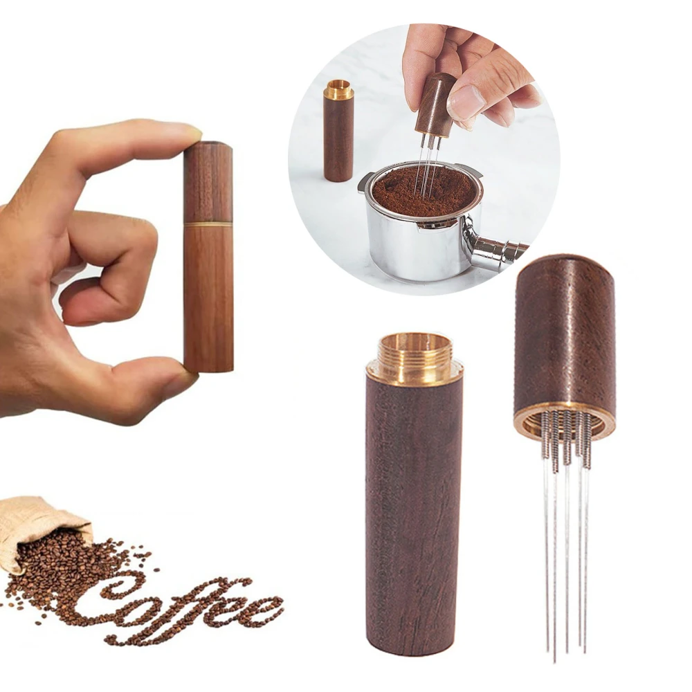 Espresso Stirrer Anti-Wear Exquisite 5-needle Design Easy to Carry Mini Anti-Rust Stainless Steel Espresso Tamper Coffee Powder Distributor Kitchen Accessories