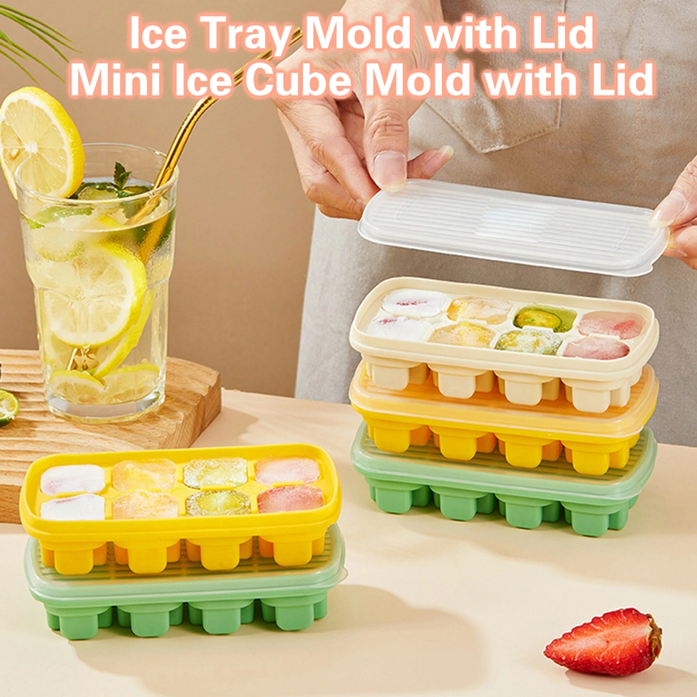 Ice Cube Mold Easy to Demould Bear Shape Square Mini Press Release DIY TPE Ice Tray Mold with Lid Summer Supply