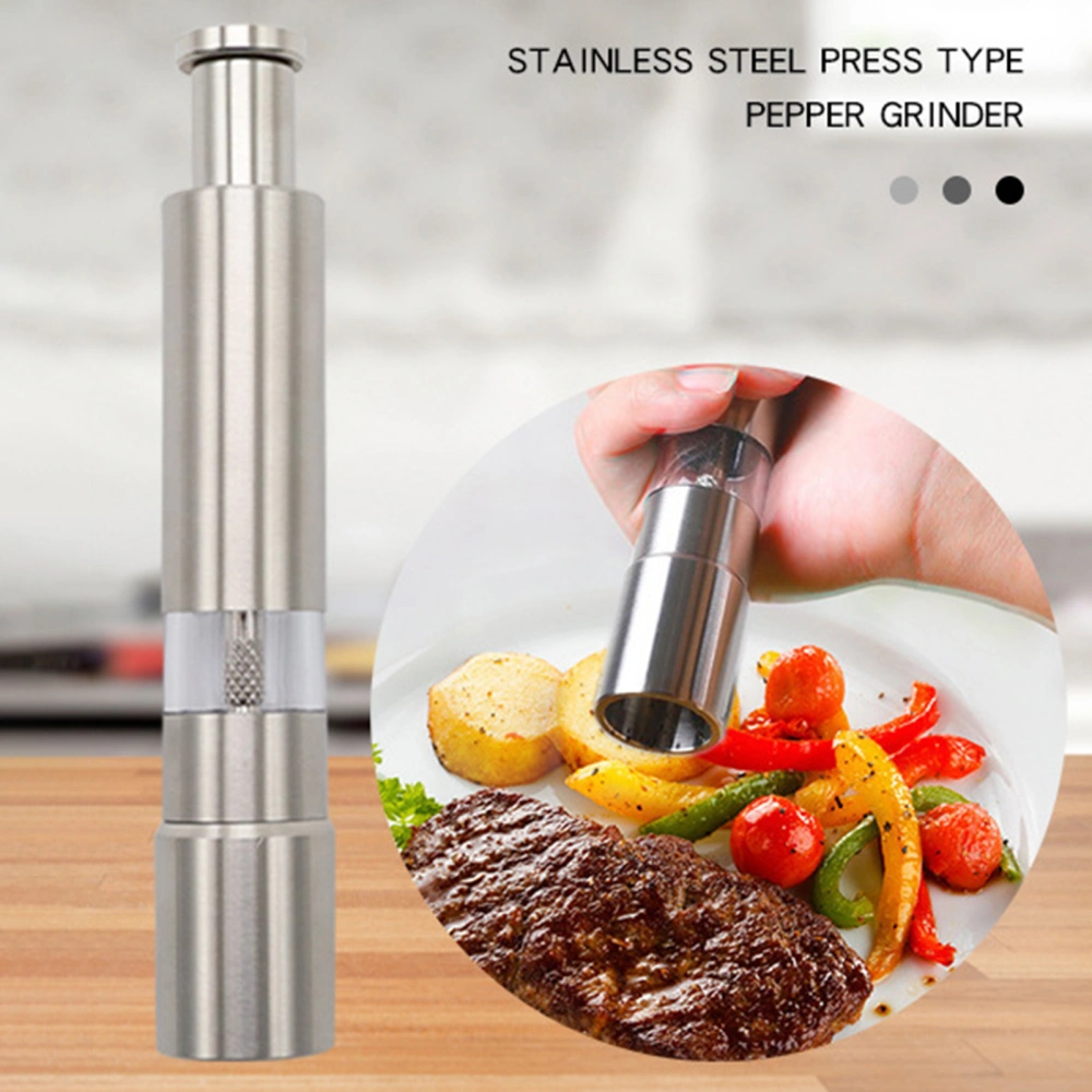 Spices Mill External Spring Easy to Use Labor-Saving Adjustable Multi-purpose Grinding Kitchen Tool Stainless Steel Sea Salt Spices Mill Restaurants Accessory