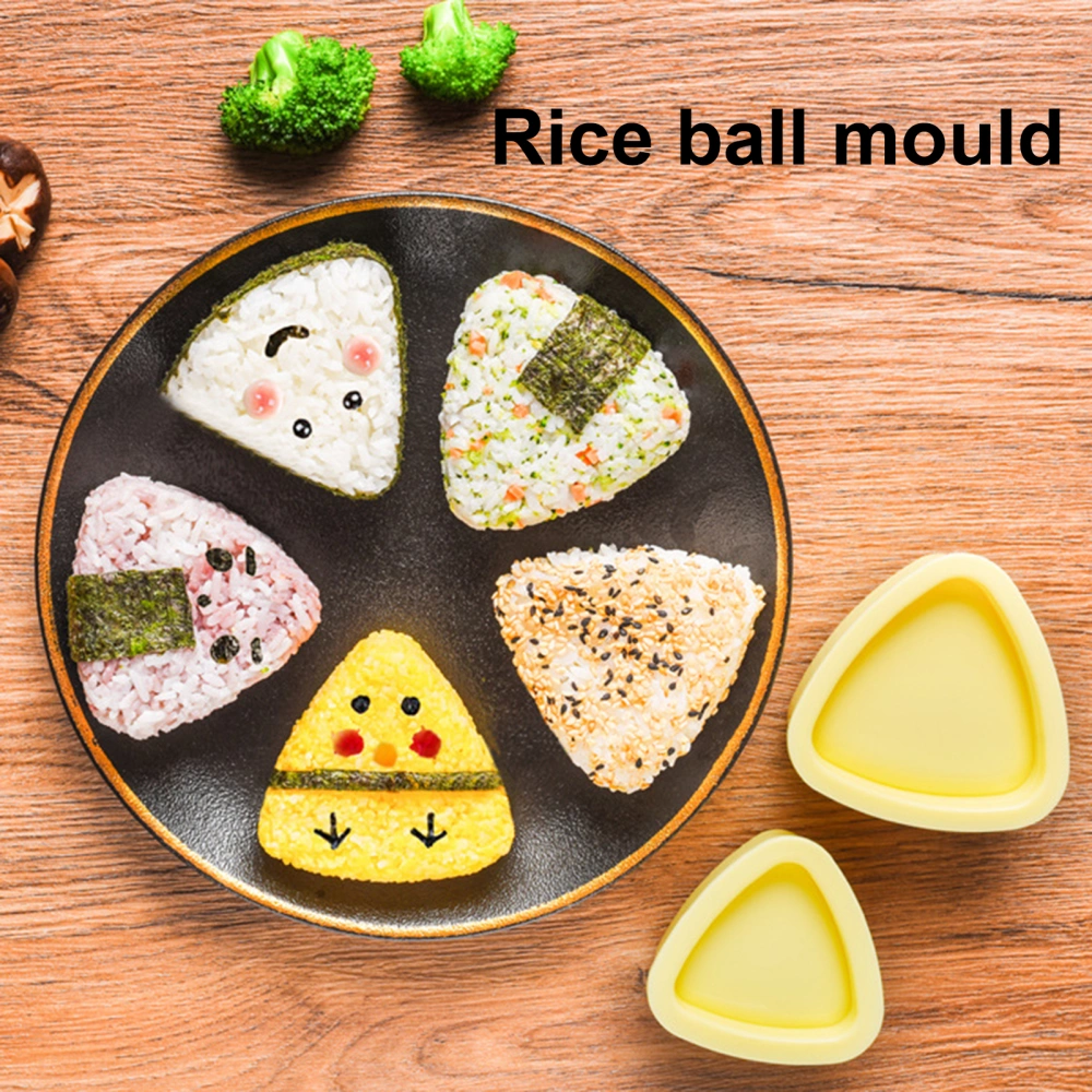 1 Set Onigiri Maker with Meal Spoon Food Grade PP Easy Release Non-stick DIY Triangle Rice Ball Sushi Making Tool Mold Kit Bento Tools