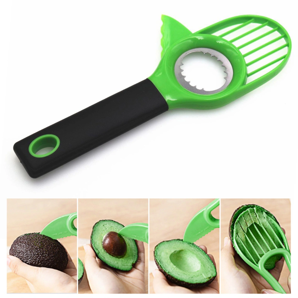 Avocado Slicer Anti-slip Long Handle Cozy Grip 3 in 1 Multifunctional Peeling Manual Tool Avocado Core Remover Cutting Tool Kitchen Gadgets