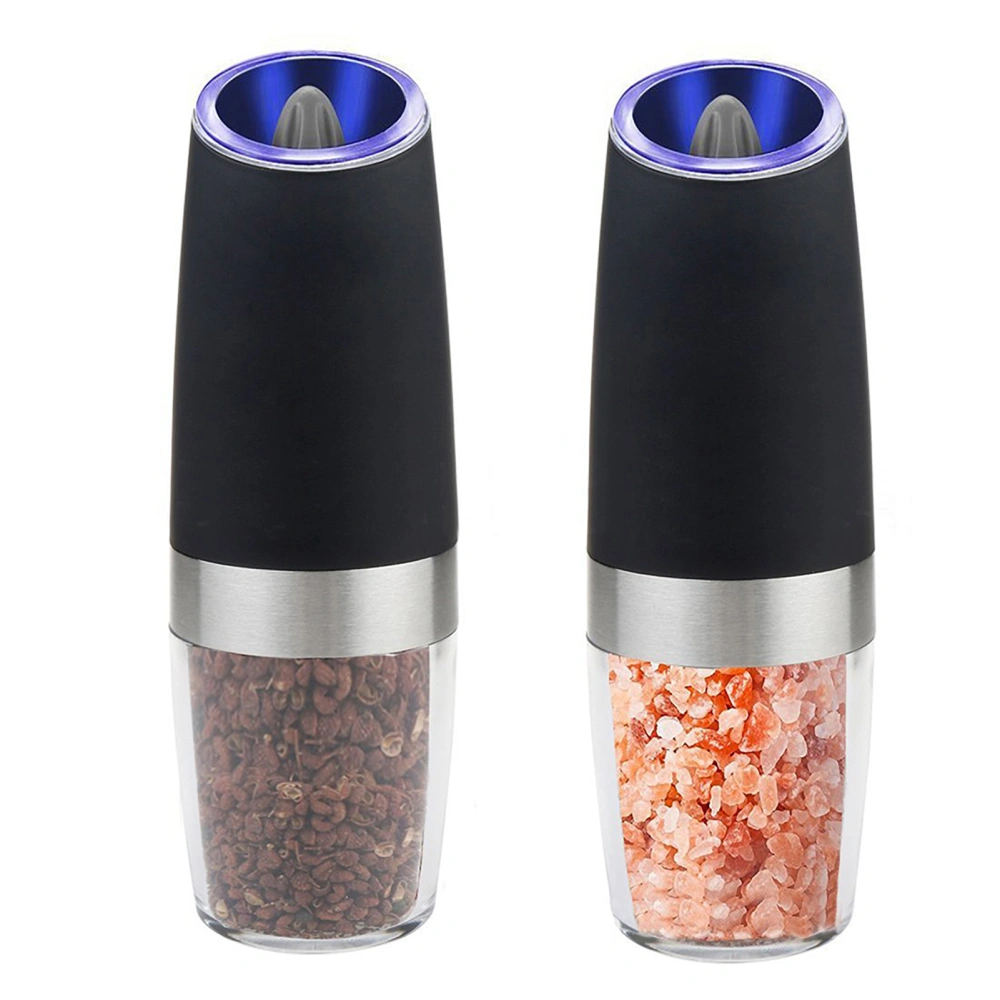 2Pcs 150ml Pepper Grinders Left Right Rotate Tilt Switch One-handed Operation Food Grade Powerful Fine Grinding Stainless Steel Gravity Electric Salt Pepper Mill Kitchen Gadget