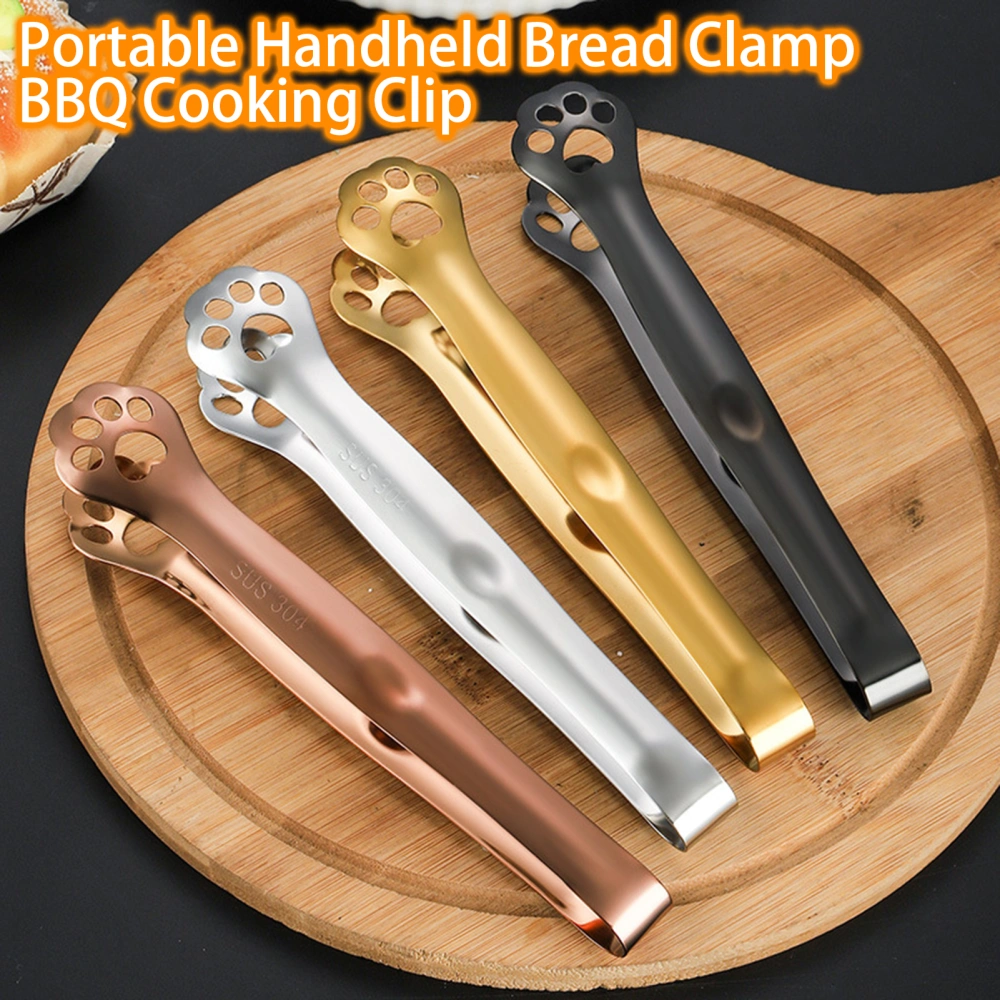 Food Tong Comfortable Grip Cat Paw Stainless Steel Portable Handheld Bread Clamp  BBQ Cooking Clip Kitchen Gadget