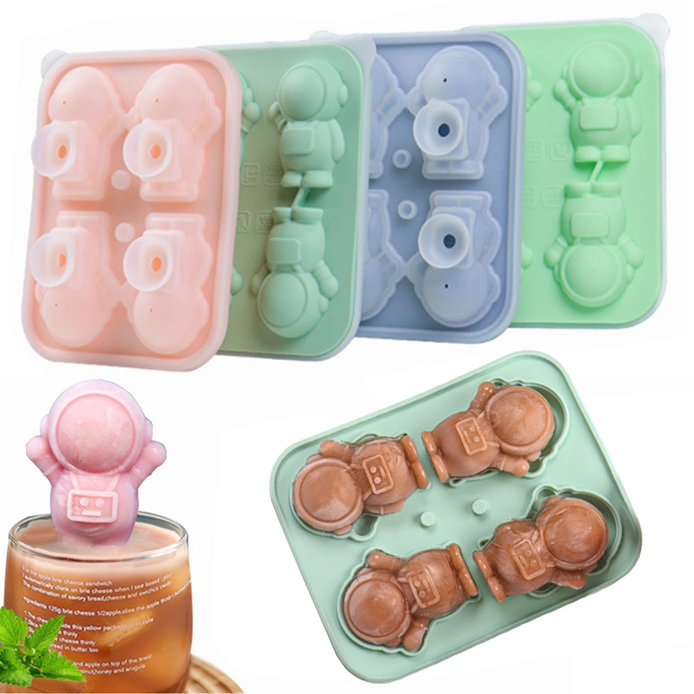 Ice Mold Easy Release Food Grade with Funnel Convenient Cleaning Soft DIY Silicone Astronaut Ice Tray Mold Home Supply