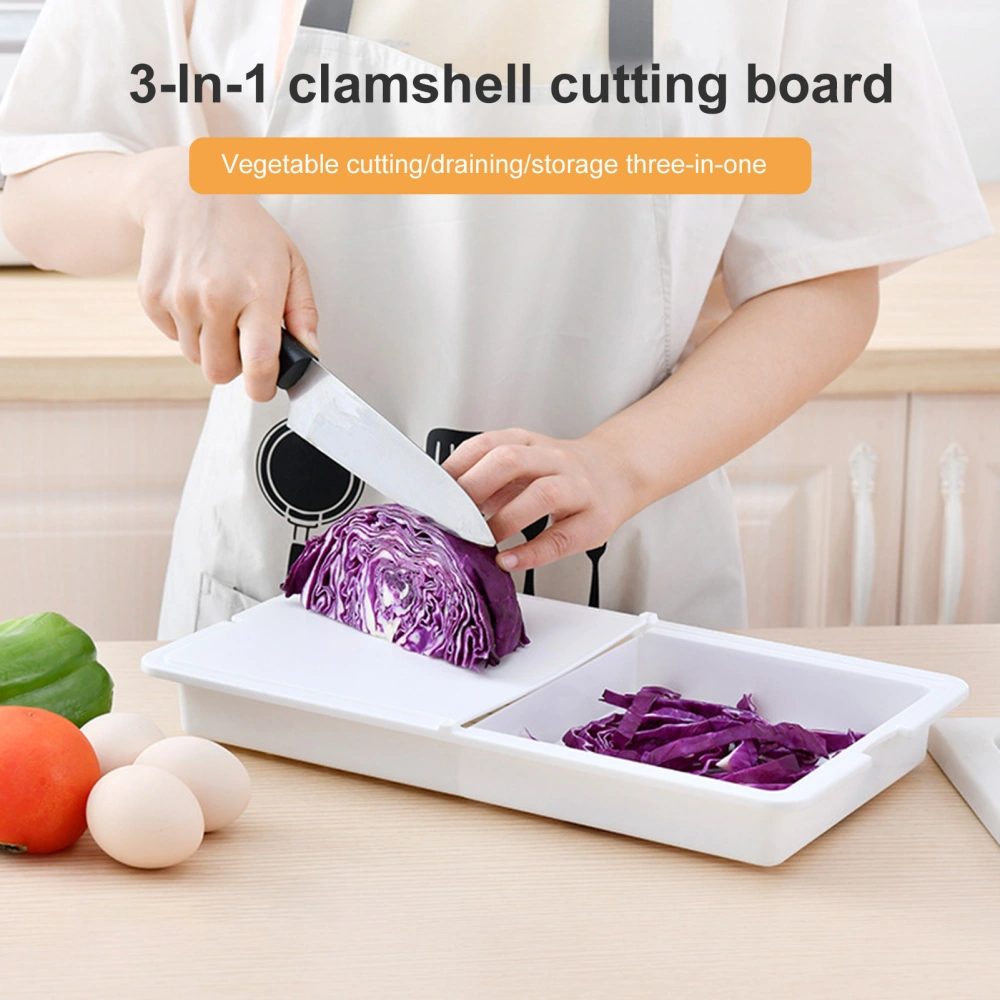 Cutting Board 180 Degrees Rotation Double-sided Drain Hole Storage Tray Flip-top Food Grade 3 in 1 Versatile Chopping Block Kitchen Gadget