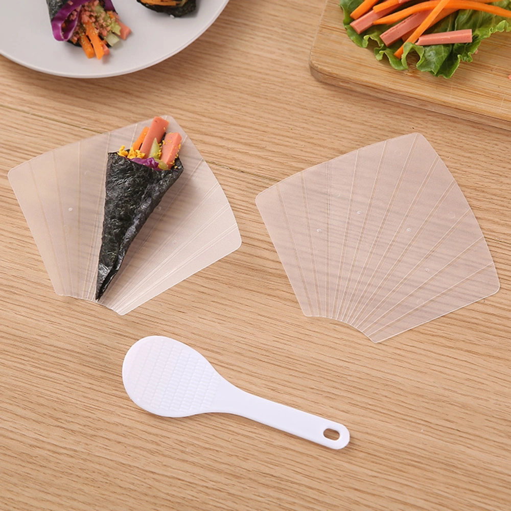 Sushi Mold with Rice Paddle Food Grade Transparent Flexible Reusable DIY Plastic Two Hand Roll Temaki Sushi Roller Maker Kitchen Supplies