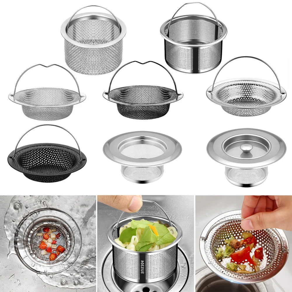 Sink Filter High-density Corrosion-resistant Rustproof Portable Easy to Clean Anti-clogging Effective Stainless Steel Mesh Sink Strainer Kitchen Supplies