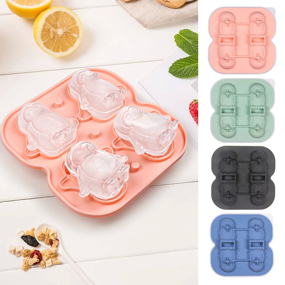 Penguin Shape Ice Tray Mold Non-stick Reusable Ice Cubes Silicone Whiskey Ice Penguin Mold Kitchen Accessory