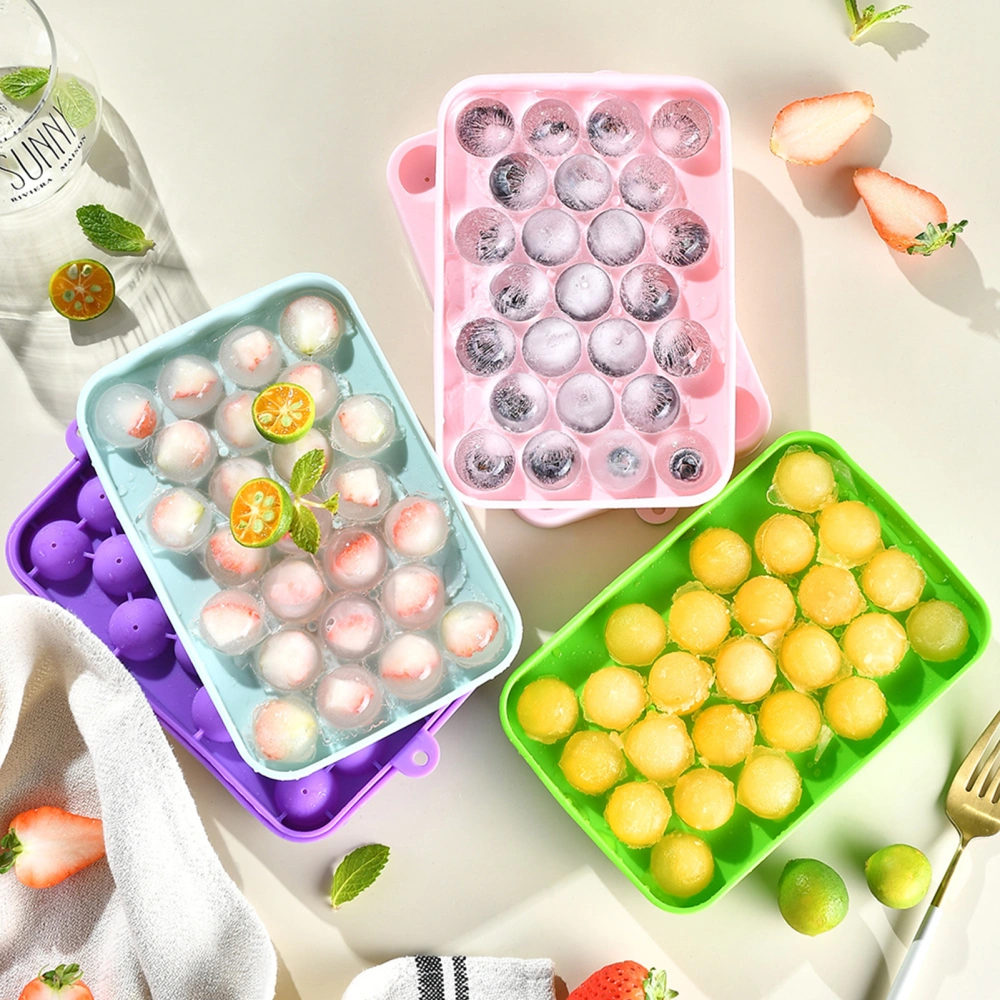 2Pcs Easy Demoulding Non-stick Top Drain Ice Cube Tray with Lid Food Grade 25 Grids Silicone Sphere Ice Ball Mould Kitchen Supplies