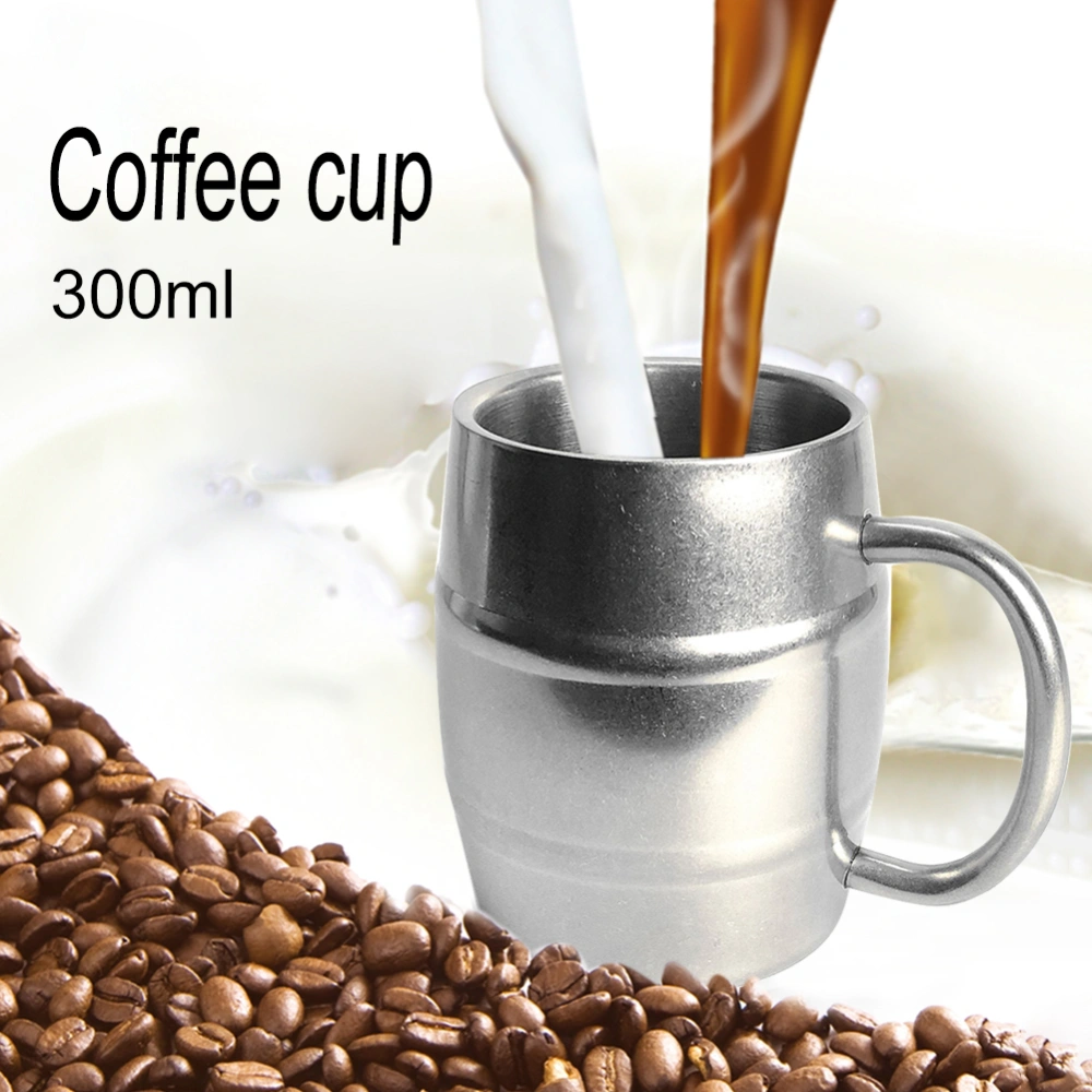 300ml Portable Stainless Steel Double-Wall Coffee Tea Drinking Cup Beer Mug