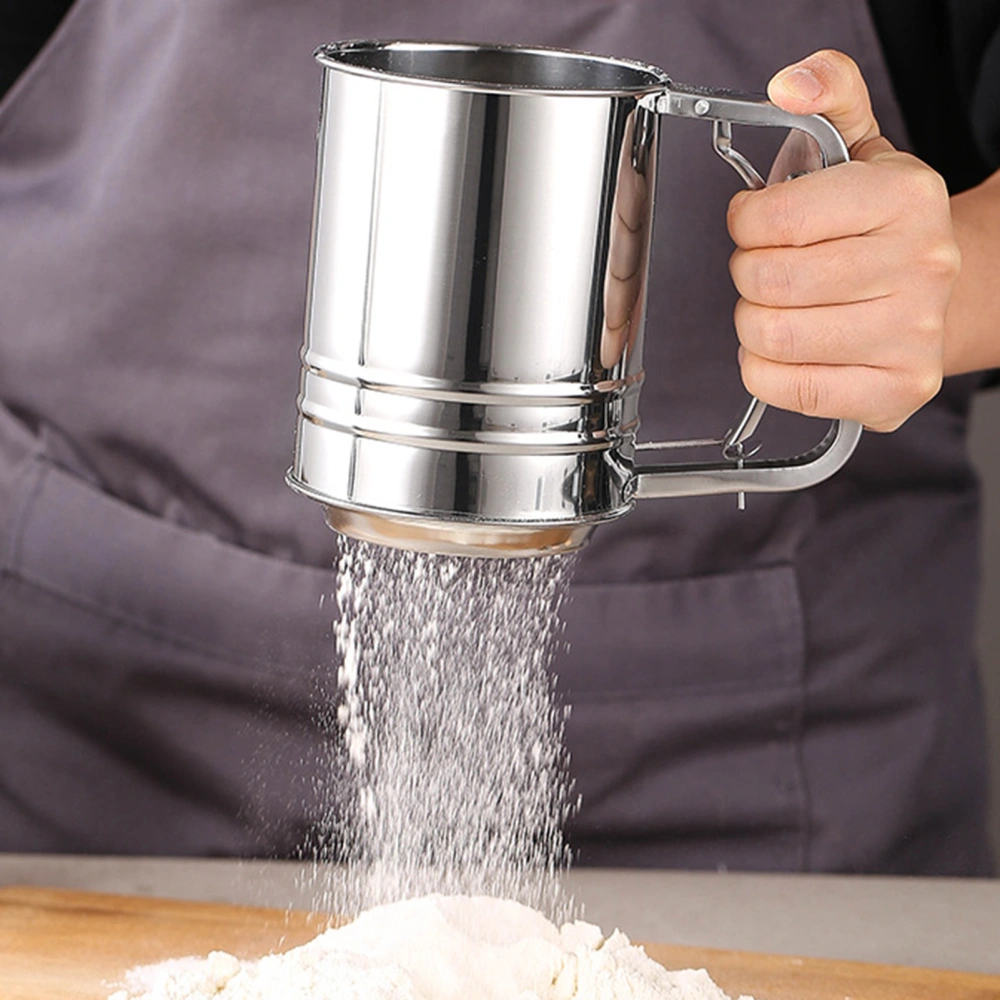 Flour Sifter Ergonomics Uniform Filtration Hand-press Type Non-slip Filter Flour Semi-automatic Flour Sieve Cup Kitchen Gadget