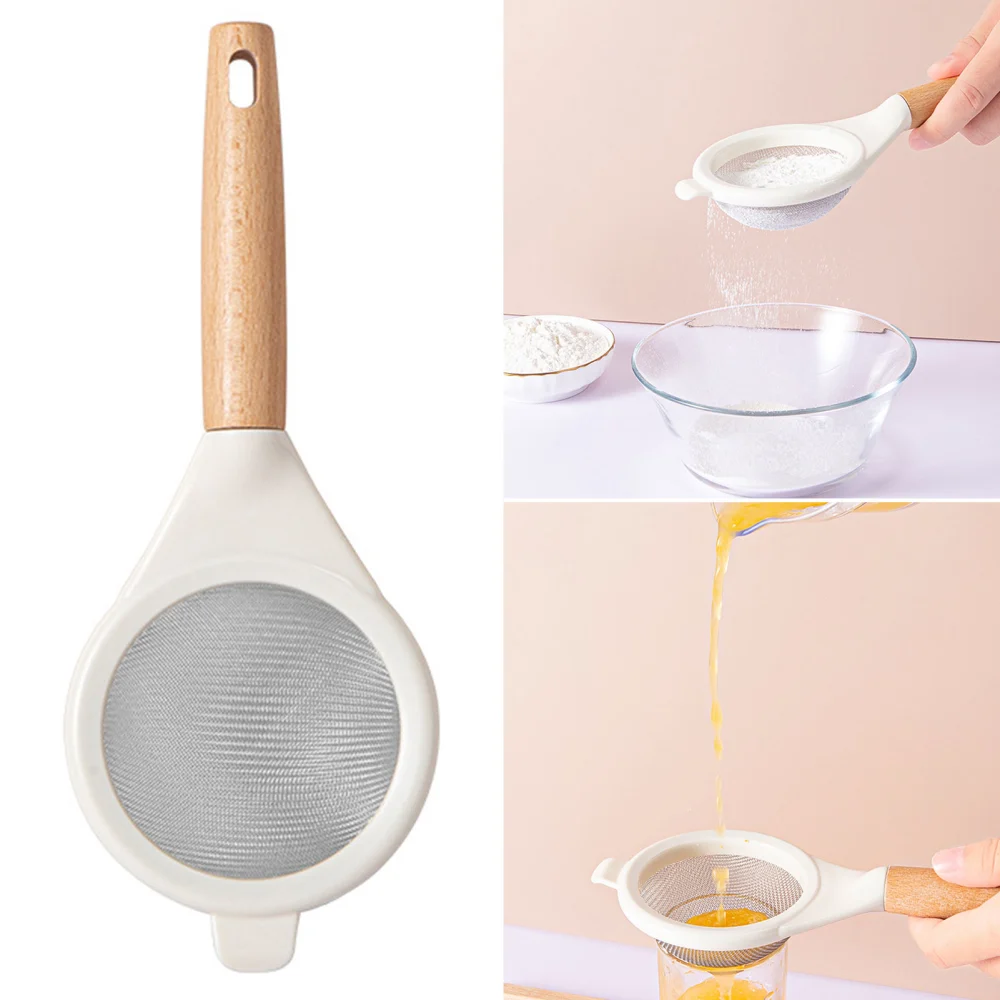 Strainer Spoon Uniform Hole Fine Mesh Double Hook Manual Flour Sieve Sugar Coffee Handheld Net Filter Kitchen Supply