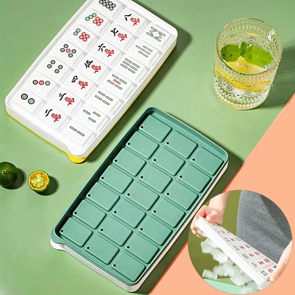 Ice Cube Tray Mahjong Design 21 Grids Easy Demolding Food-grade Low Temperature Resistant Ice Ball Making BPA Free Chinese Mahjong Ice Cube Mold Refrigerator Supplies