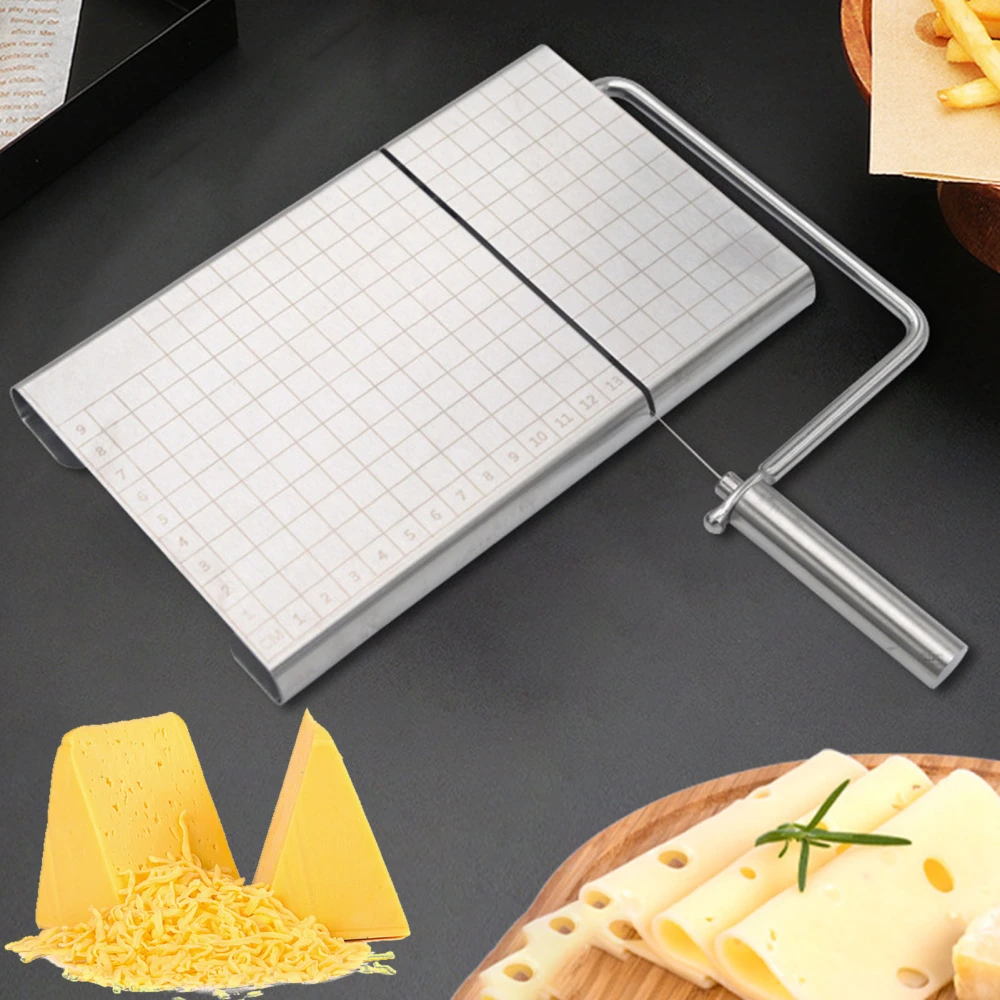 Cheese Slicer with 6 Wires Replacement Clear Scale Multifunctional Stainless Steel Slicing Manual Tool Ham Sausage Cheese Butter Cutter Kitchen Gadgets