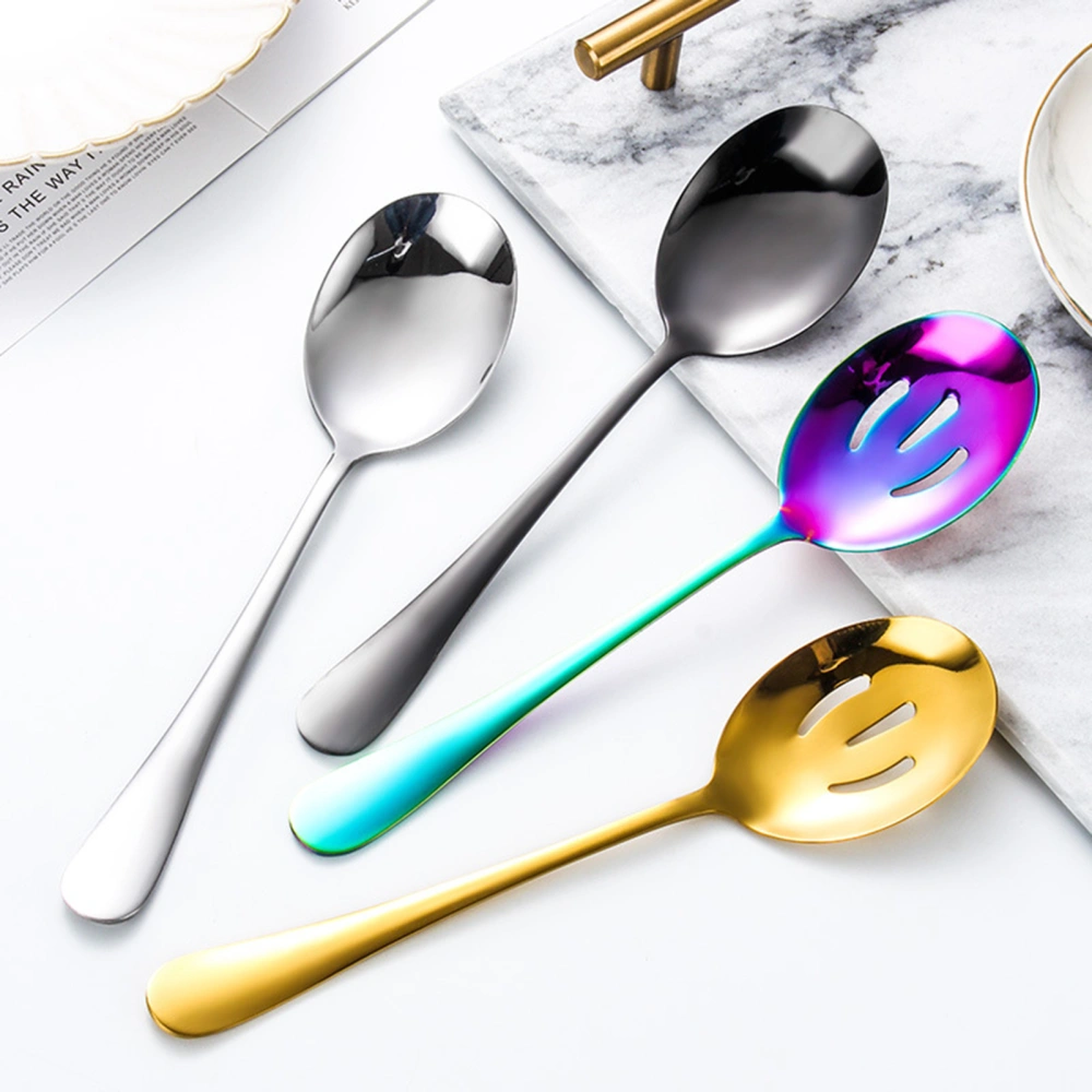 Colorful Stainless Steel Spoon Serving Colander Cutlery Tableware Accessories