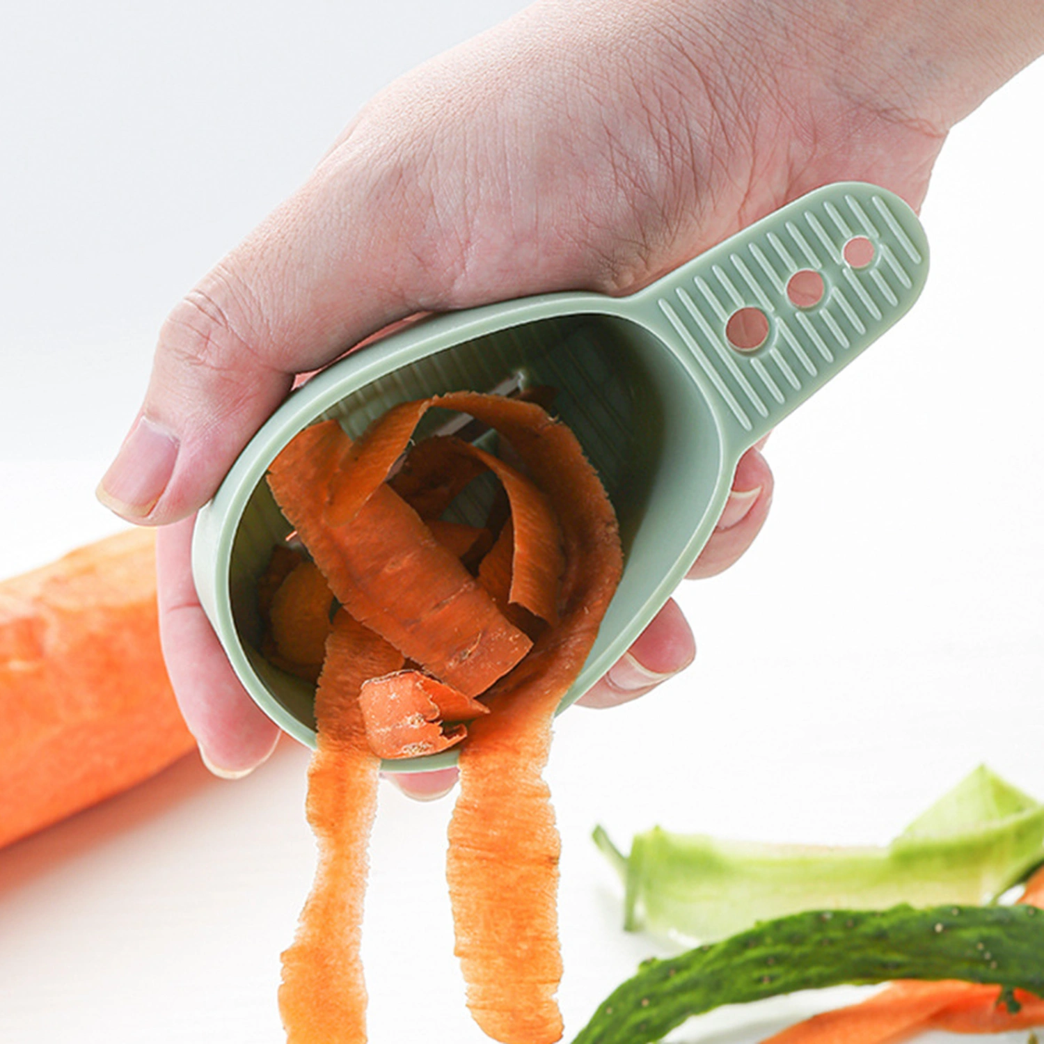 Fruit Peeler Quick Peel Easy Cleaning with Storage Tube Non-slip Sharp Blade Peeling Food Grade Cucumbers Carrots Restaurant Vegetable Peeler Kitchen Tool