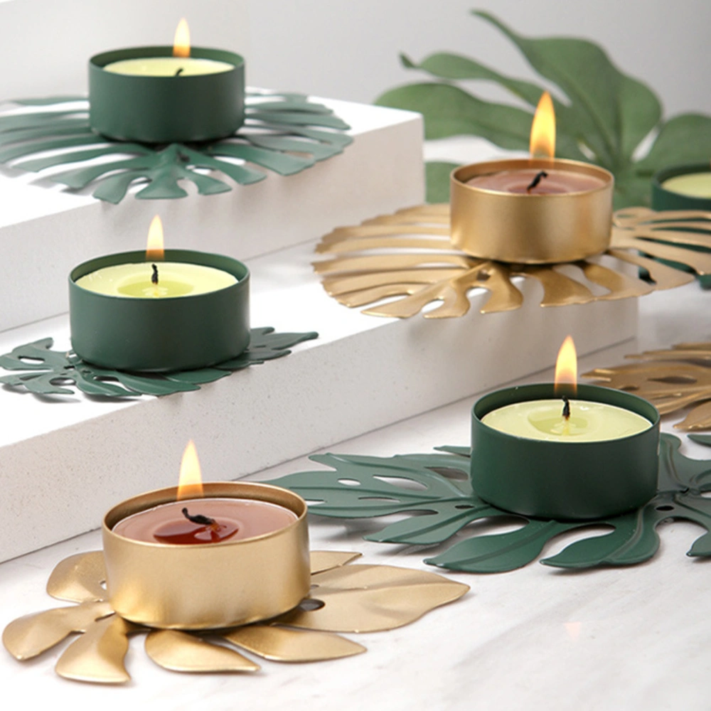 Candlestick Leaf Shape Desktop Ornament Metal Turtle Leaf Candle Holder for Home Decor