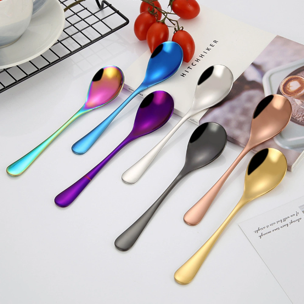 1Pc Solid Color Stainless Steel Coffee Tea Cream Cocktail Stirring Spoon Cutlery