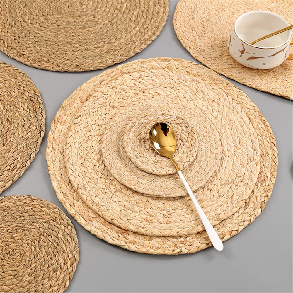 Handmade Woven Dinner Mat Long-lasting Insulated Straw Table Mat Household Supplies