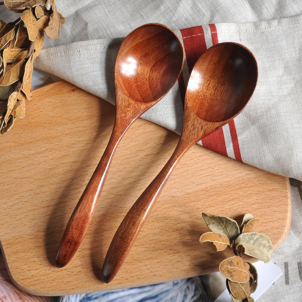 Wooden Spoon Stylish Exquisite Sturdy Long Handle Eco-friendly Dinner Spoon for Home