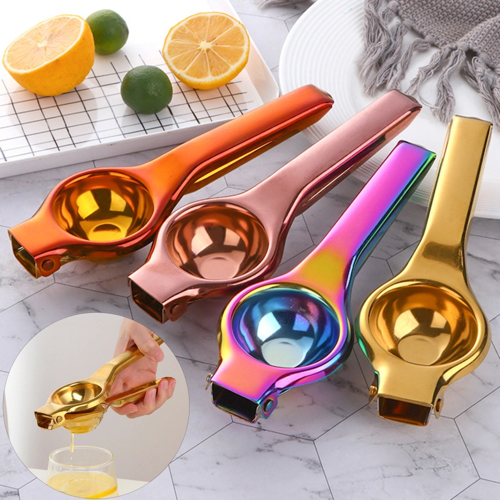 Manual Fruit Juicer Multiple Filter Holes Dishwasher Safe Multifunctional Hand Press Juicing Tool Fast Squeezing Portable Stainless Steel Citrus Lemon Squeezer Kitchen Gadgets