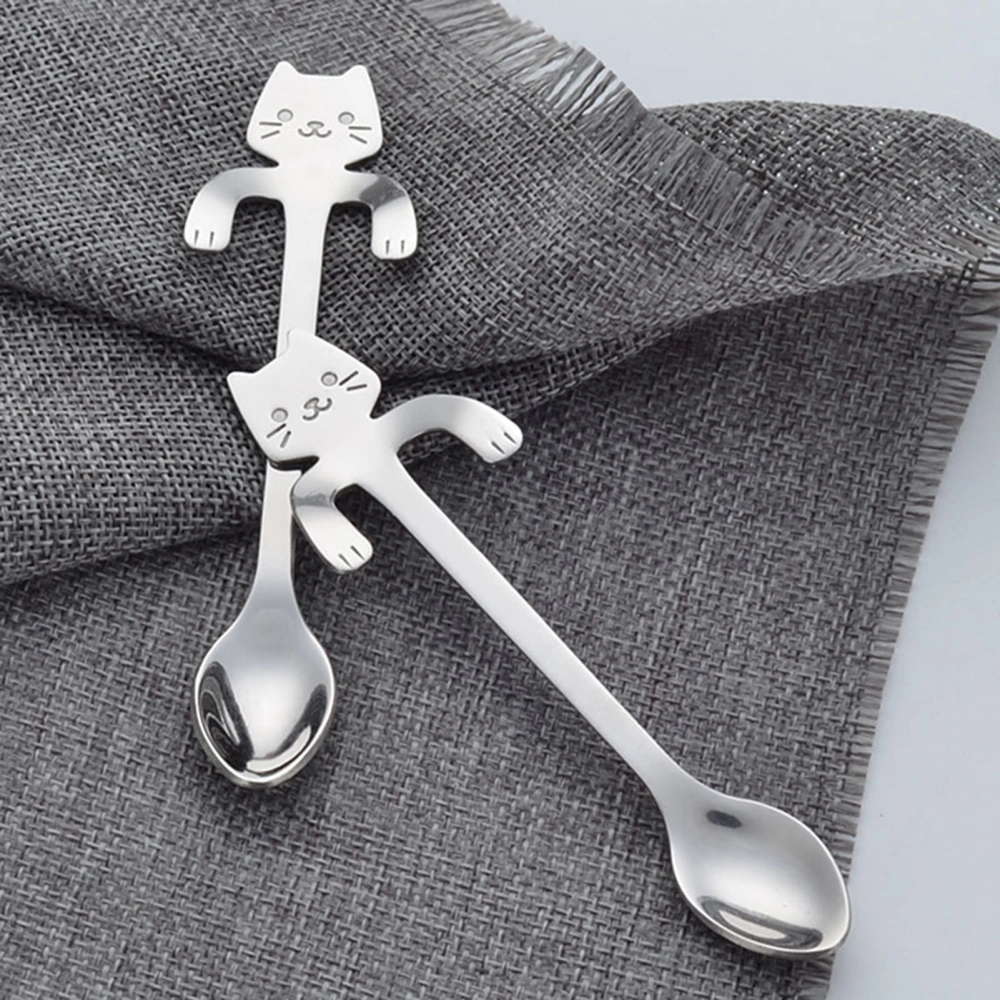 Coffee Spoon Mini Cats Design Stainless Steel Hanging Tea Cup Spoon Kitchen Gadget