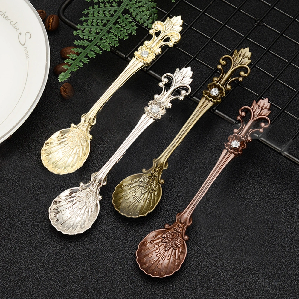 Coffee Spoon Retro Style Multi-use Zinc Alloy Wide Application Non-stick Coffee Spoon for Desserts