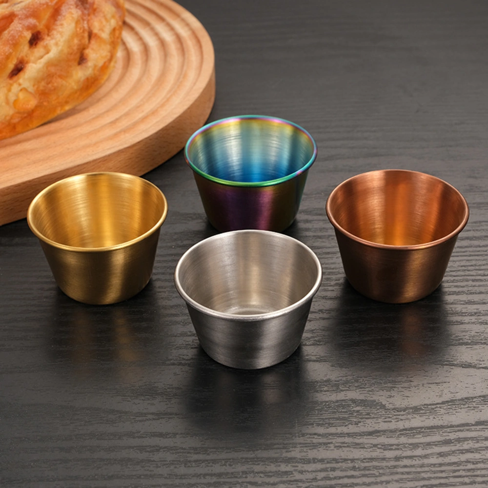 Polished Stackable Sauce Dish 304 Stainless Steel One-piece Design Seasoning Cup Kitchen Tools