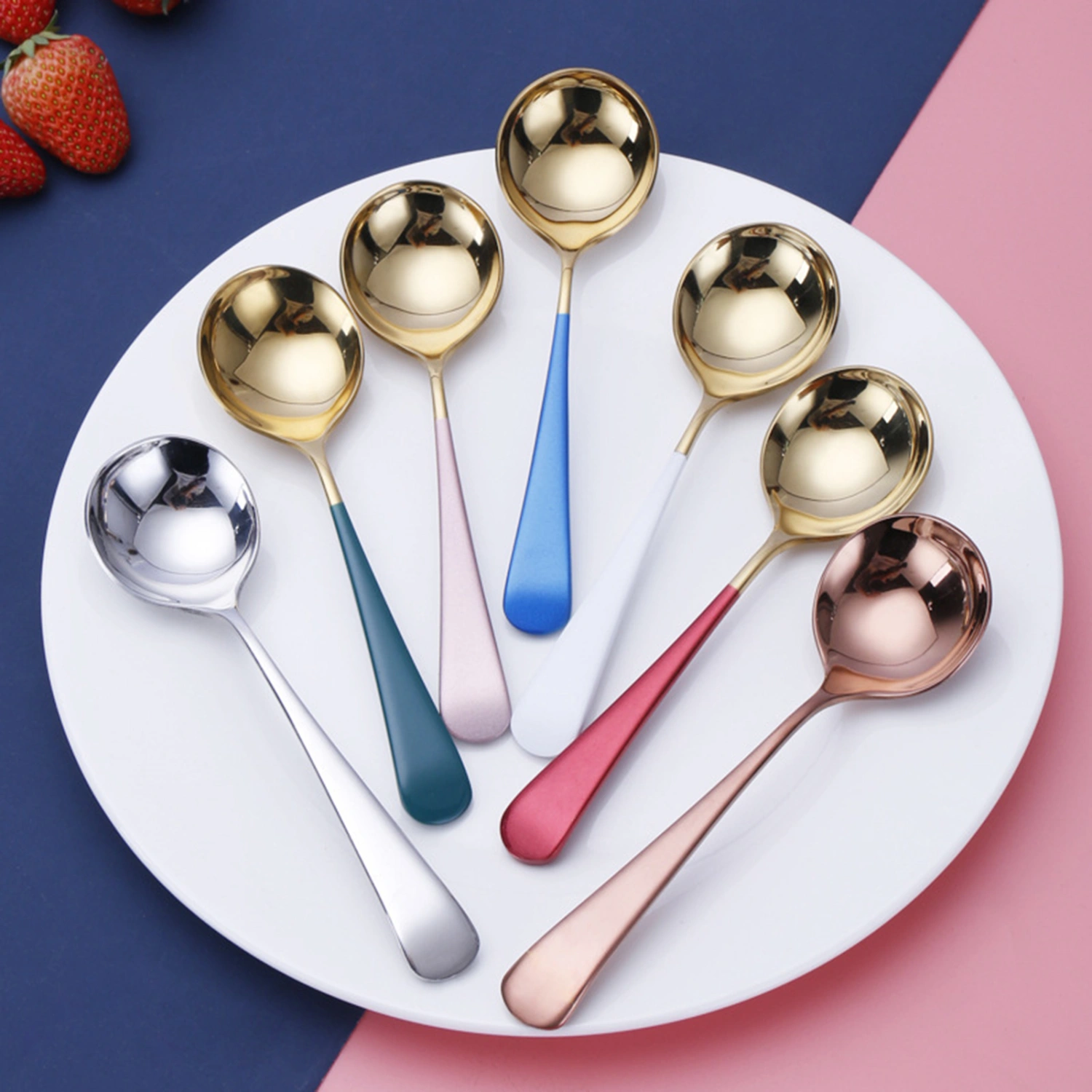 Coffee Spoon Eco-friendly Rust-proof Stainless Steel Hot Drinking Spoon Flatwares for Dorm