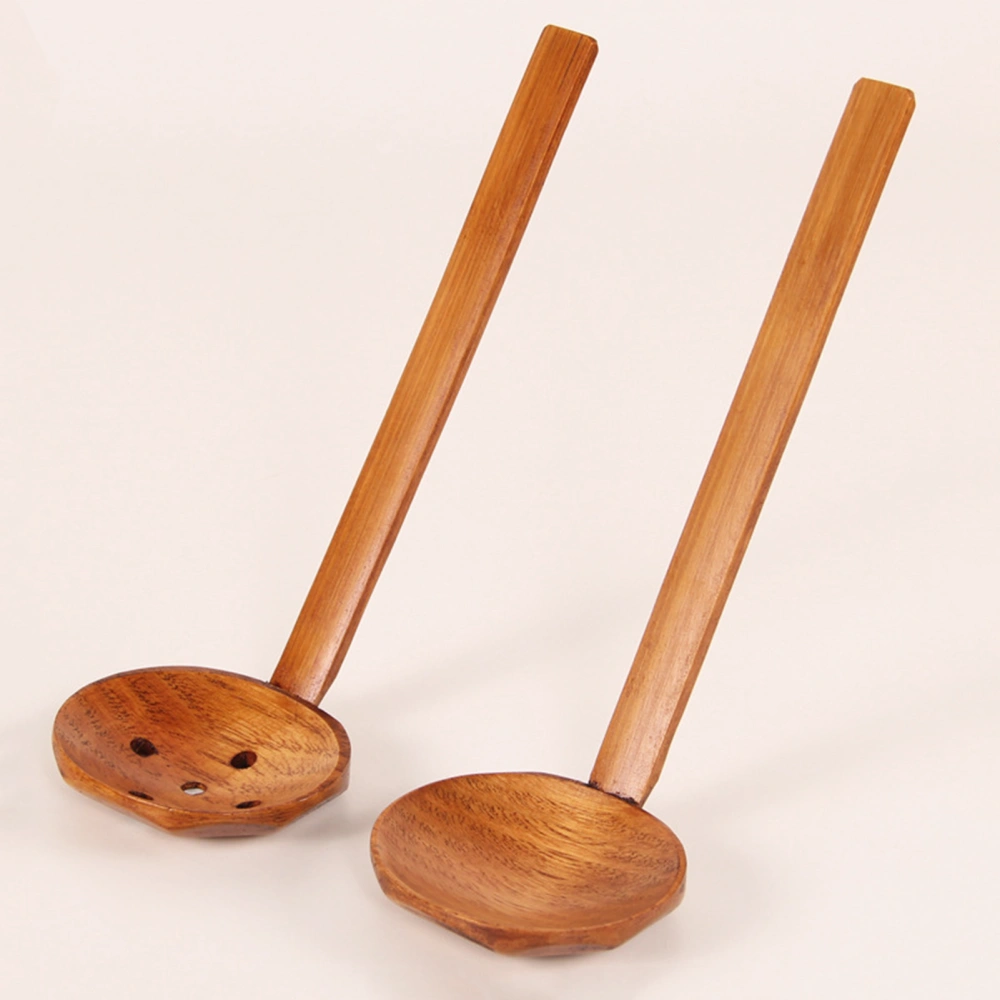 Slotted Spoon Multifunctional High-temperature Resistance Japanese Style Long-handled Wooden Soup Spoon for Kitchen