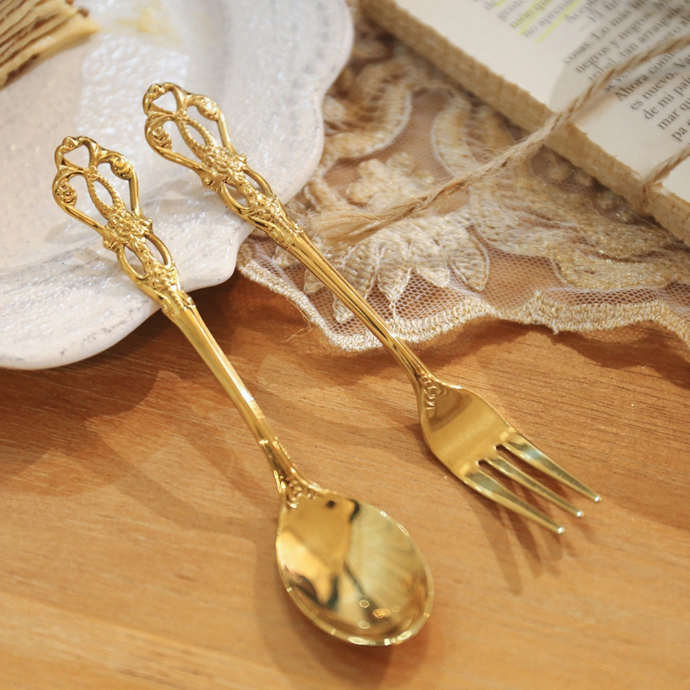 Spoon Polished Vintage Style Stainless Steel Creative Drinking Cake Spoon Fork for Dessert