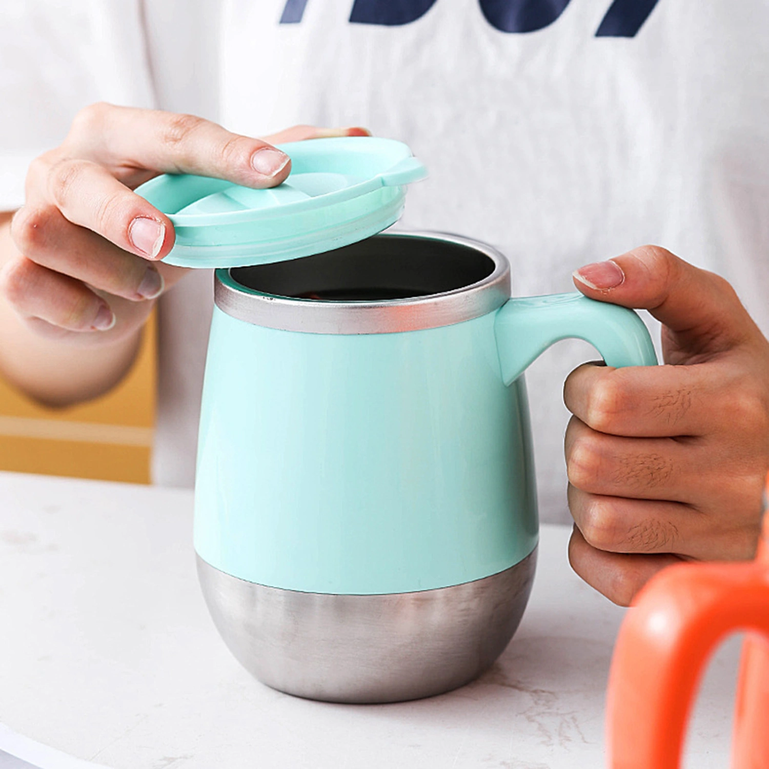 500ml Double-layered Water Mug Food Grade Wide Caliber Stylish Non-slip Milk Mug Household Supplies
