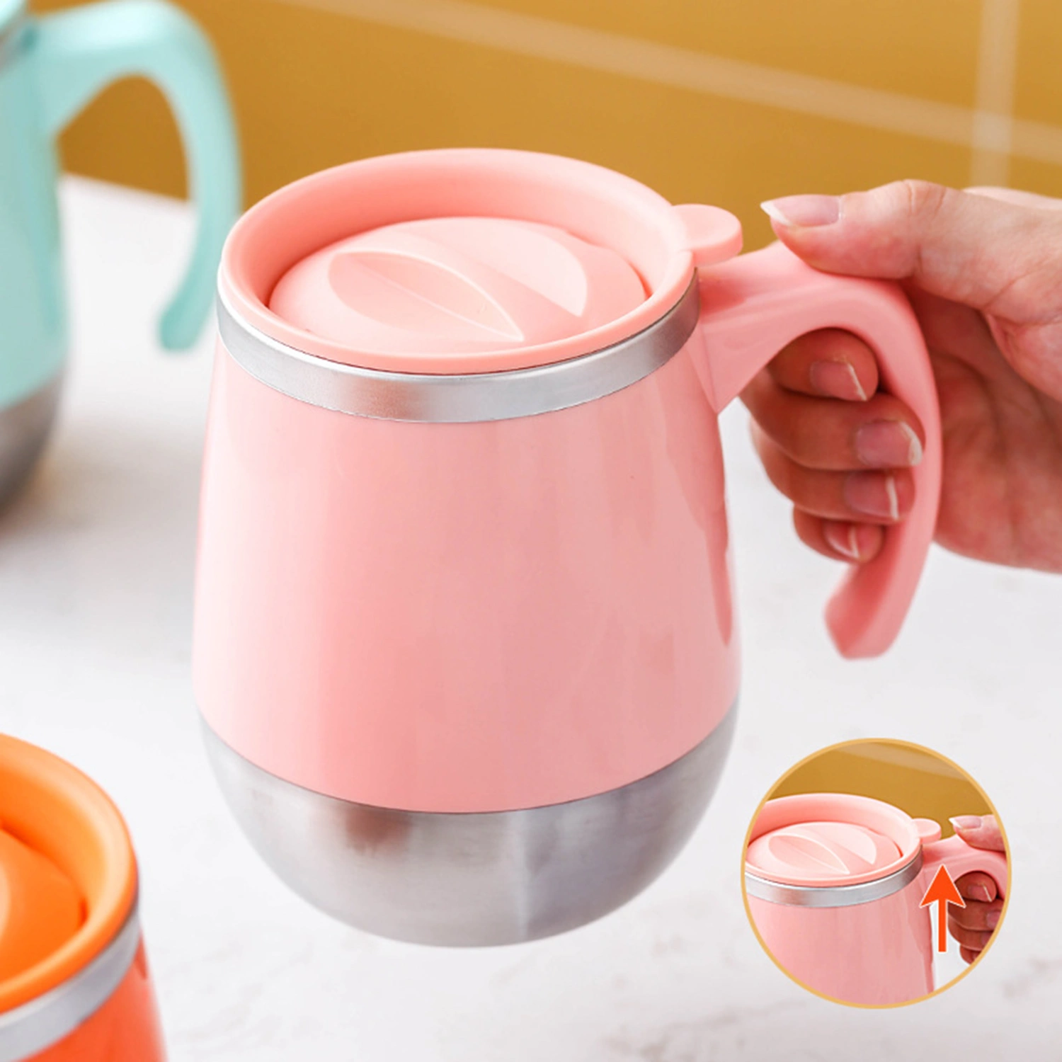 500ml Double-layered Water Mug Food Grade Wide Caliber Stylish Non-slip Milk Mug Household Supplies
