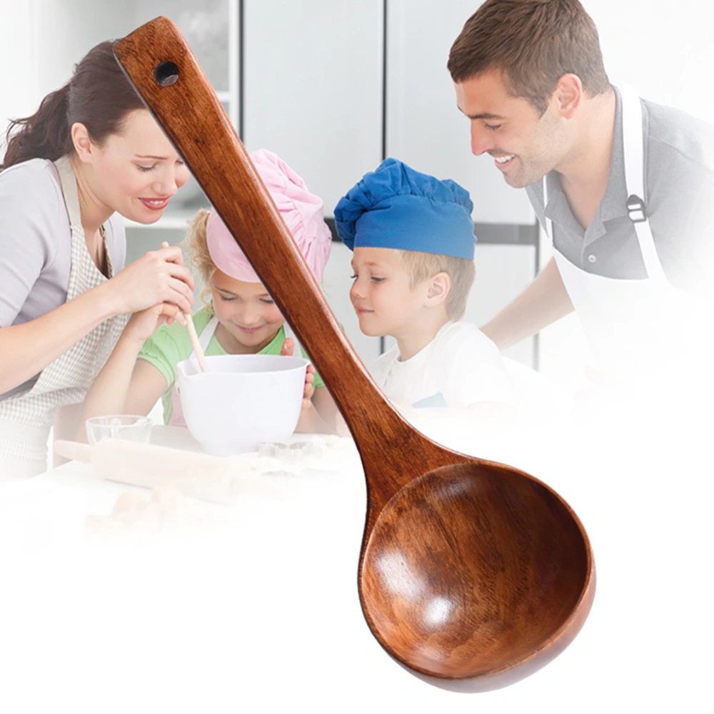 Long Handle Wooden Ladle Soup Porridge Spoon Kitchen Cooking Tableware Tool