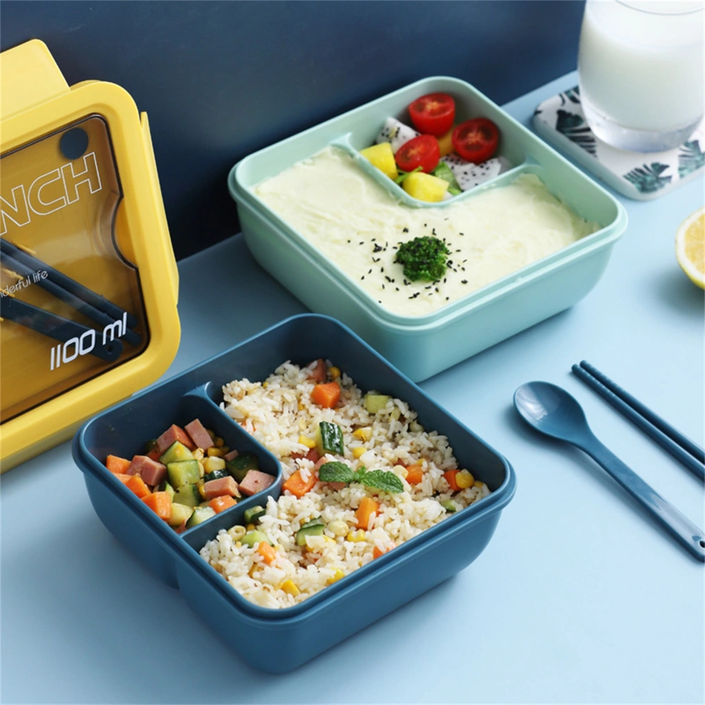 1100ML Lunch Box Microwaveable Leakproof PP Insulation Separate Bento Case for School