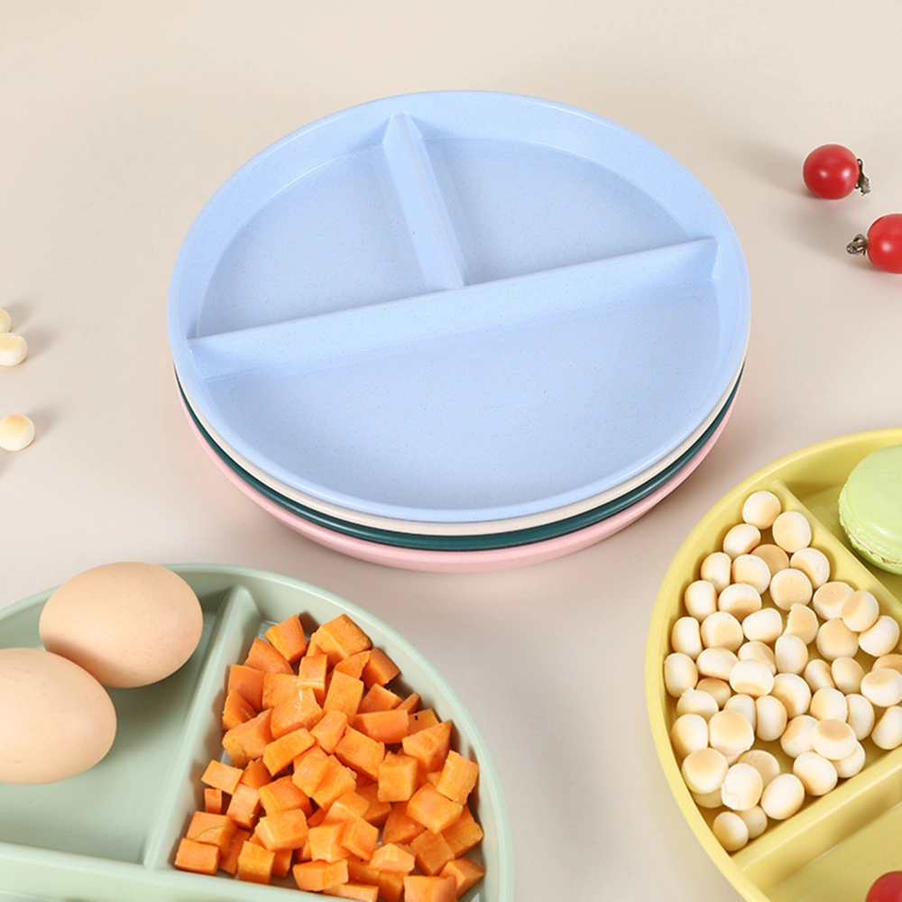 Food Plate 3 Compartments Heat Resistant PP Round Cake Salad Serving Dish Kitchen Accessories