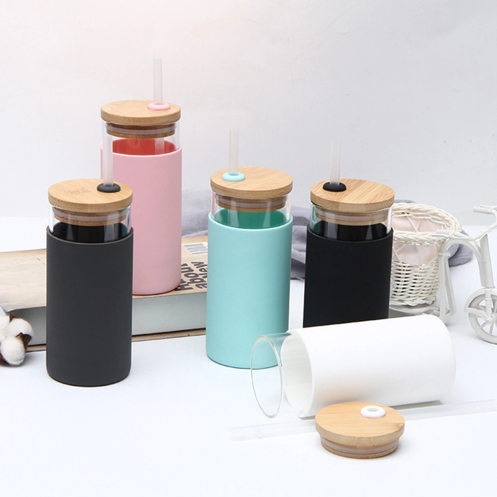 Water Bottle Anti-scalding with Straw High Borosilicate Glass Portable Drinking Cup for Home