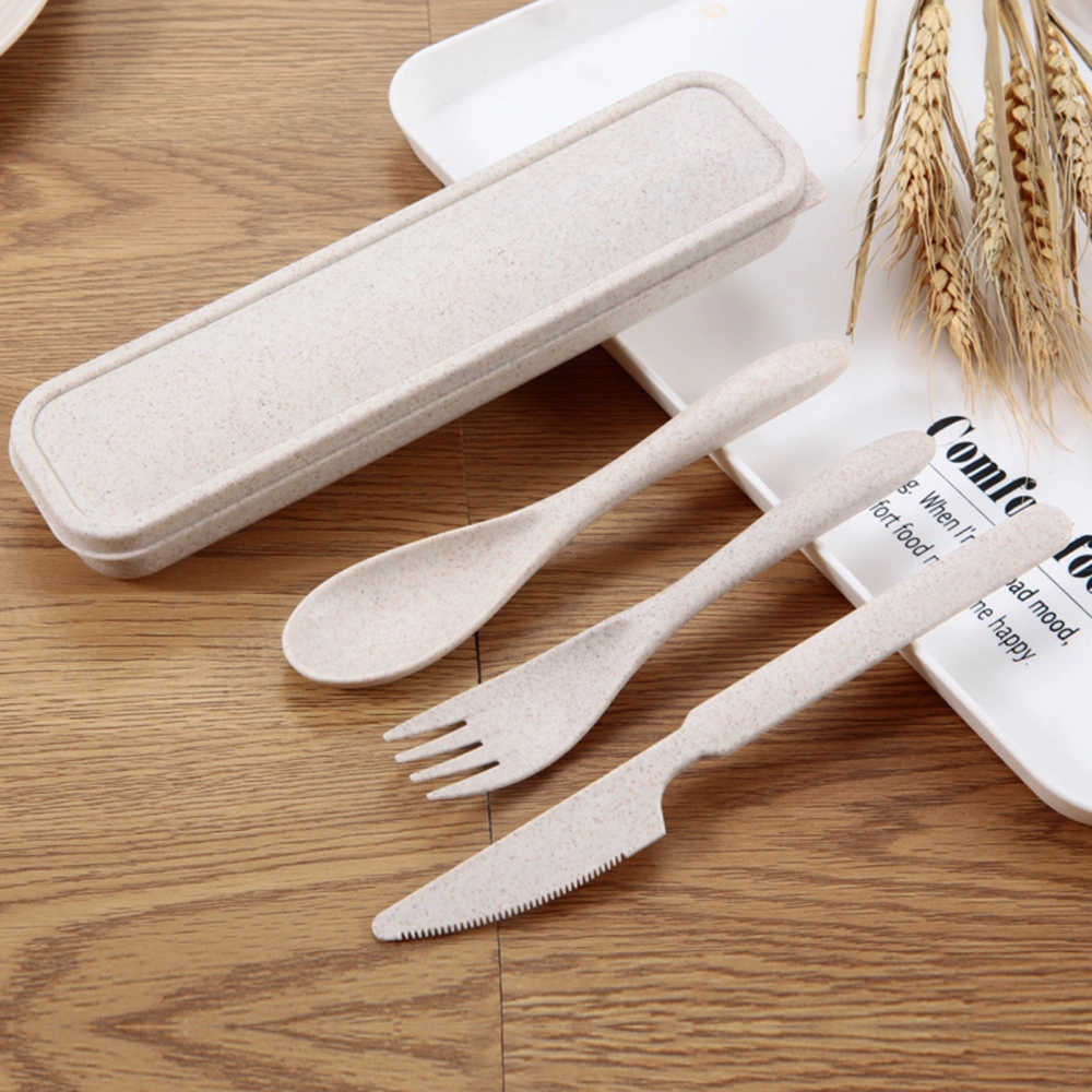 1 Set Wear-resistant Spoon Set Corrosion Resistant Plastic Portable Smooth Edge Cutter Fork for Home