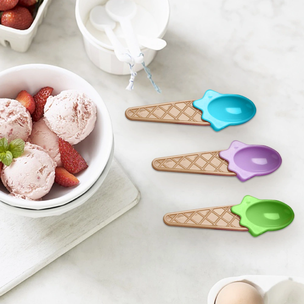 4Pcs Dessert Spoons Eco-friendly Anti-deform Plastic Small Ice Cream Spoon Supplies for Home